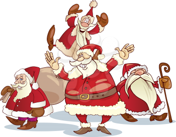 Royalty Free Clipart Image of Santas