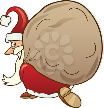 Royalty Free Clipart Image of Santa With a Sack of Toys