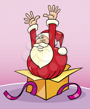 Royalty Free Clipart Image of a Santa in a Present