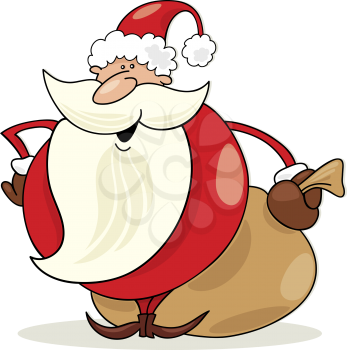 Royalty Free Clipart Image of Santa With a Sack of Toys