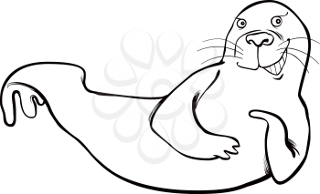 Royalty Free Clipart Image of a Colouring Page for a Seal