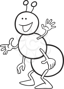 Royalty Free Clipart Image of a Happy Bug for Colouring