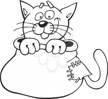 Royalty Free Clipart Image of a Cat in a Sack