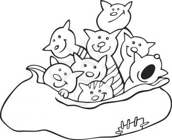 Royalty Free Clipart Image of a Bag of Cats