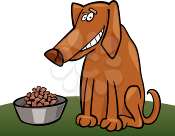 Royalty Free Clipart Image of a Dog With Food