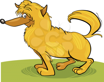 Royalty Free Clipart Image of a Shaggy Yellow Dog