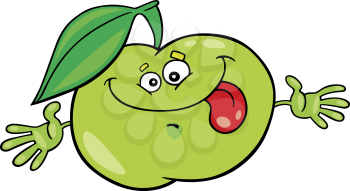 Royalty Free Clipart Image of a Funny Green Apple