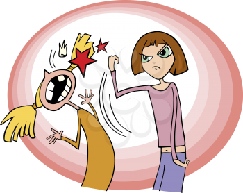 Royalty Free Clipart Image of Two Fighting People