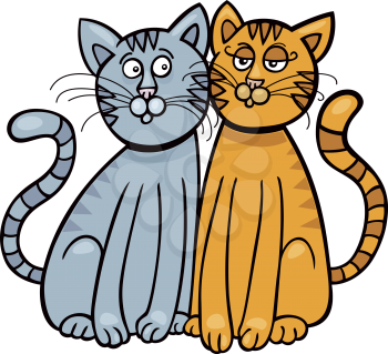 Royalty Free Clipart Image of Two Cats in Love
