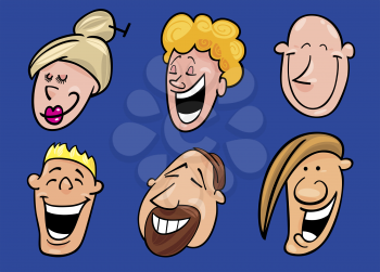 Royalty Free Clipart Image of a Set of Laughing Faces
