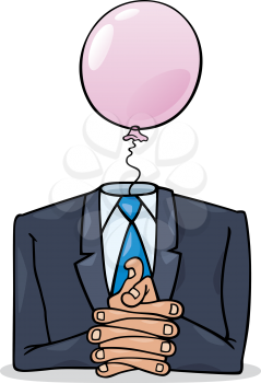 Royalty Free Clipart Image of a Man With a Pink Balloon for a Head