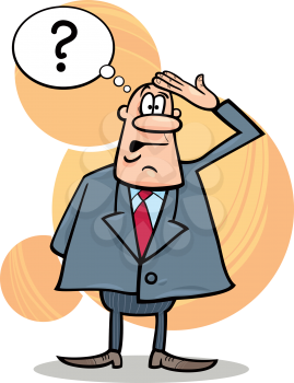 cartoon humorous illustration of funny confused boss