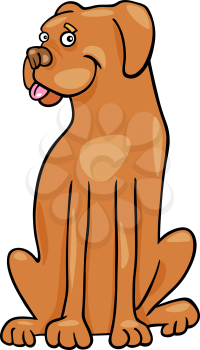 Cartoon Illustration of Funny Purebred Boxer or Bulldog Dog