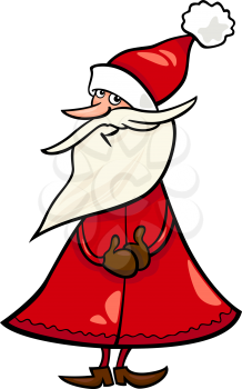 Cartoon Illustration of Cheerful Christmas Santa Claus or Papa Noel
