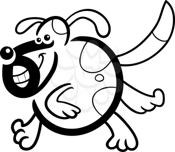 Cartoon Illustration of Funny Running Playful Dog or Puppy for Coloring Book