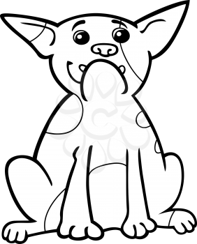Cartoon Illustration of Funny Purebred French Bulldog Dog for Coloring Book