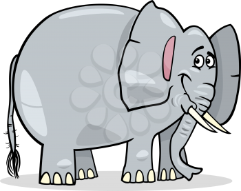 Cartoon Illustration of Cute Gray African Elephant