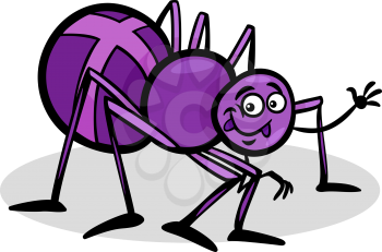 Cartoon Illustration of Funny Cross Spider Insect