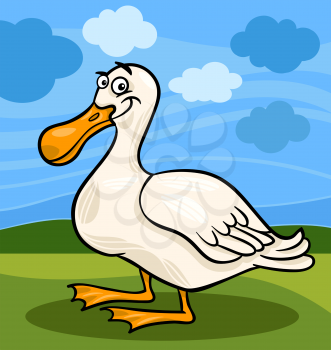 Cartoon Illustration of Funny Comic Duck Farm Bird Animal