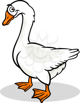 Cartoon Illustration of Funny Goose Farm Bird Animal