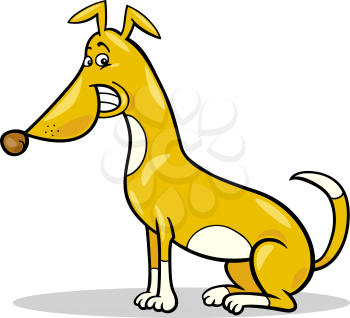 Cartoon Illustration of Funny Sitting Spotted Dog