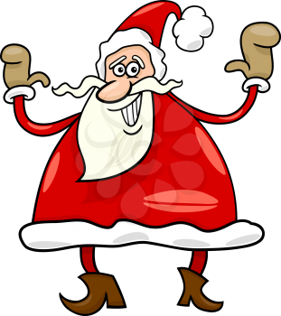 Cartoon Illustration of Funny Santa Claus or Papa Noel or Father Christmas