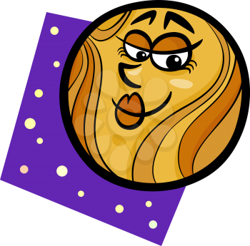 Cartoon Illustration of Funny Venus Planet Comic Mascot Character