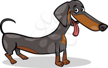 Cartoon Illustration of Cute Purebred Dachshund Dog
