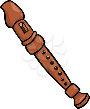 Cartoon Illustration of Flute Musical Instrument Object Clip Art