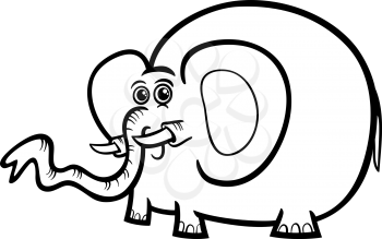 Black and White Cartoon Illustration of Cute Elephant Wild Animal for Children to Coloring Book