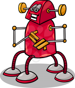 Cartoon Illustration of Funny Robot or Droid