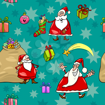 Royalty Free Clipart Image of a Christmas Background With Santa