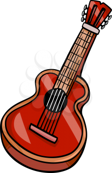 Cartoon Illustration of Acoustic Guitar Musical Instrument Clip Art