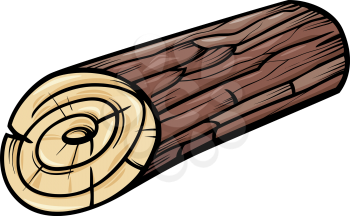 Cartoon Illustration of Wooden Log or Stump Clip Art