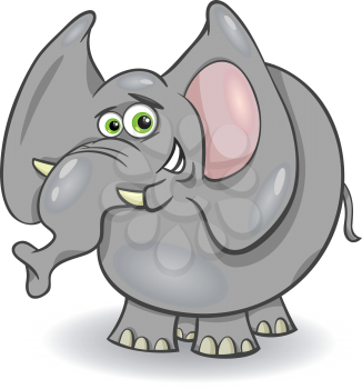 Cartoon Illustration of Cute Gray African Elephant Animal
