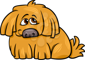 Cartoon Illustration of Cute Hairy Dog