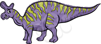 Cartoon Illustration of Lambeosaurus Prehistoric Dinosaur