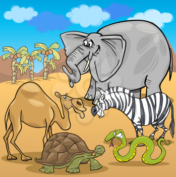 Cartoon Illustration of Funny Safari Wild African Animals Group