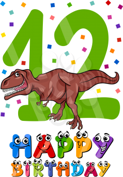 Cartoon Illustration of the Twelfth Birthday Anniversary Design for Boys