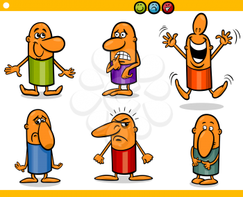Cartoon Illustration of Funny People Emotions or Expressions Characters Set