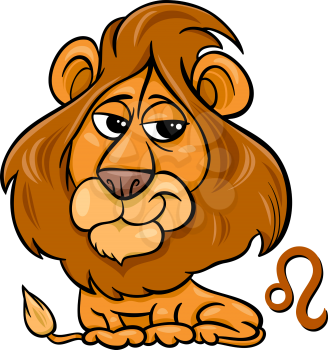 Cartoon Illustration of Leo or The Lion Horoscope Zodiac Sign
