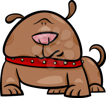 Cartoon Illustration of Funny Dog in Collar