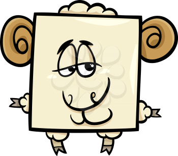 Cartoon Illustration of Funny Square Ram Character
