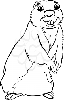 Black and White Cartoon Illustration of Funny Gopher Animal for Coloring Book