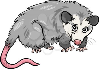 Cartoon Illustration of Cute Opossum Animal