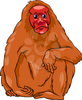 Cartoon Illustration of Funny Bald Uakari Monkey Primate Animal