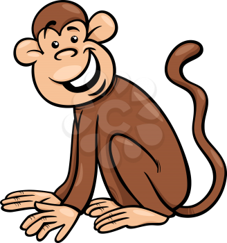 Cartoon Illustration of Funny Monkey Primate Animal