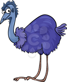 Cartoon Illustration of Funny Emu Ostrich Bird Animal