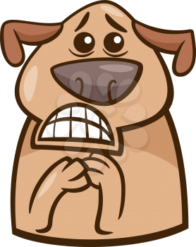 Cartoon Illustration of Funny Dog Expressing Terrified Mood or Emotion