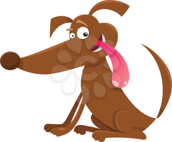 Cartoon Illustration of Happy Funny Dog or Puppy